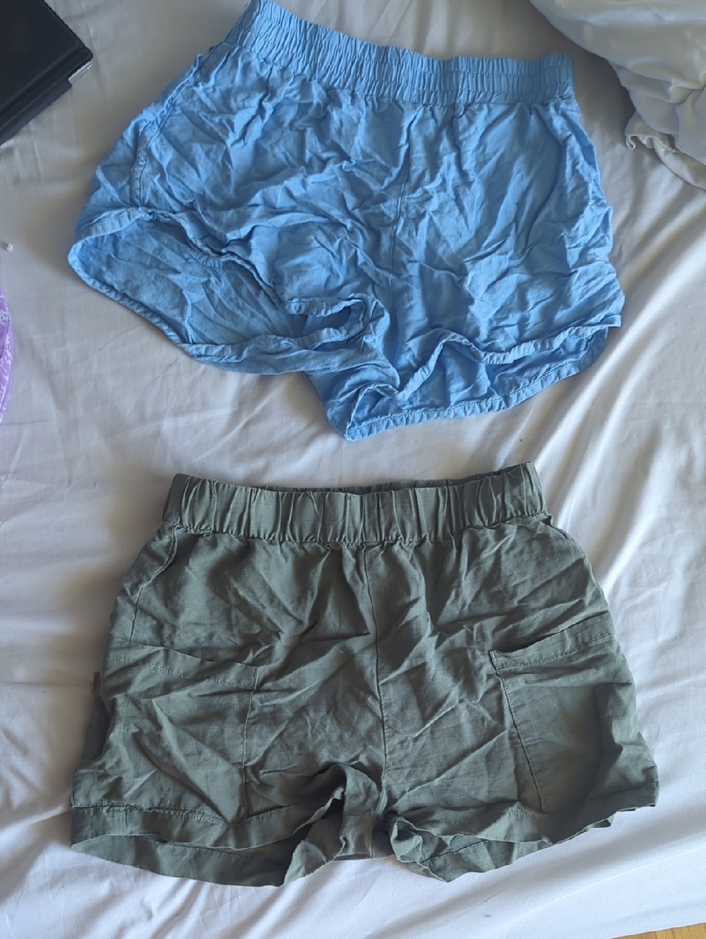 tentree Light Blue and Olive Green Women's Shorts Set